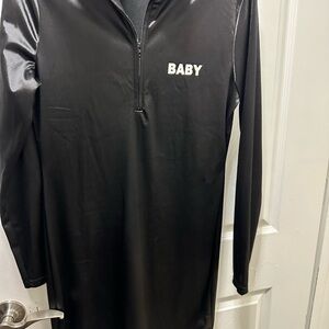 Black Long Sleeve Dress with 'BABY' Print